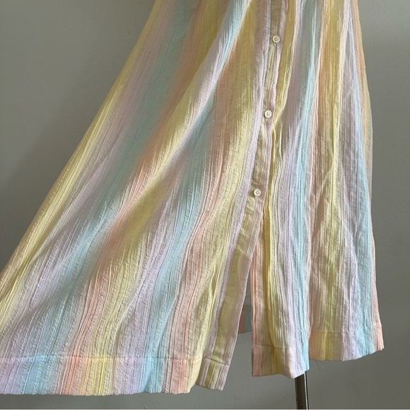 Rare Vintage Christian Dior Rainbow Striped Lounge Dress Tie Bow Neck XS-M - Picture 6 of 9